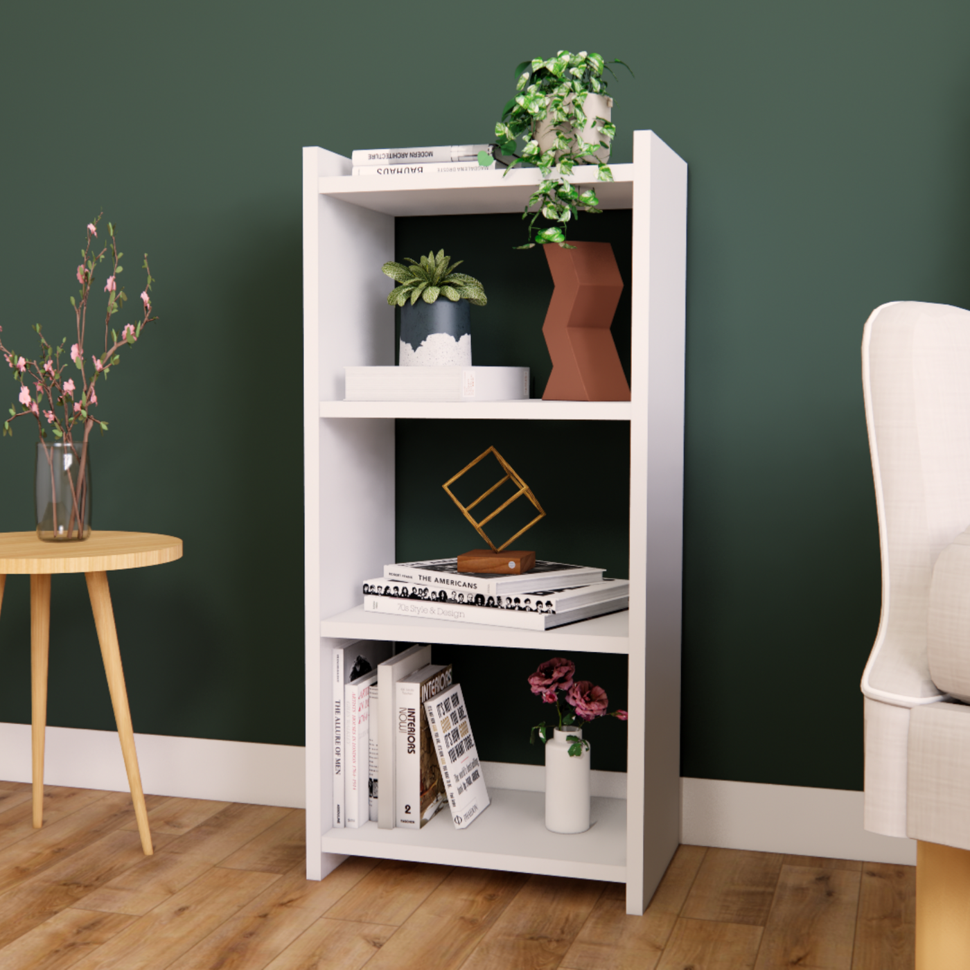 Book Rack · 3-tier — White finish