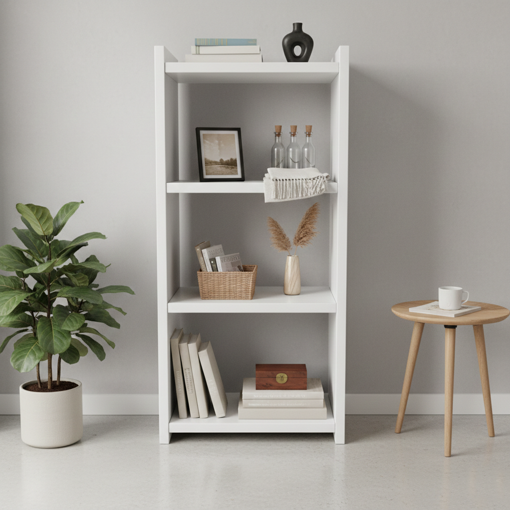 Book Rack · 3-tier — White finish
