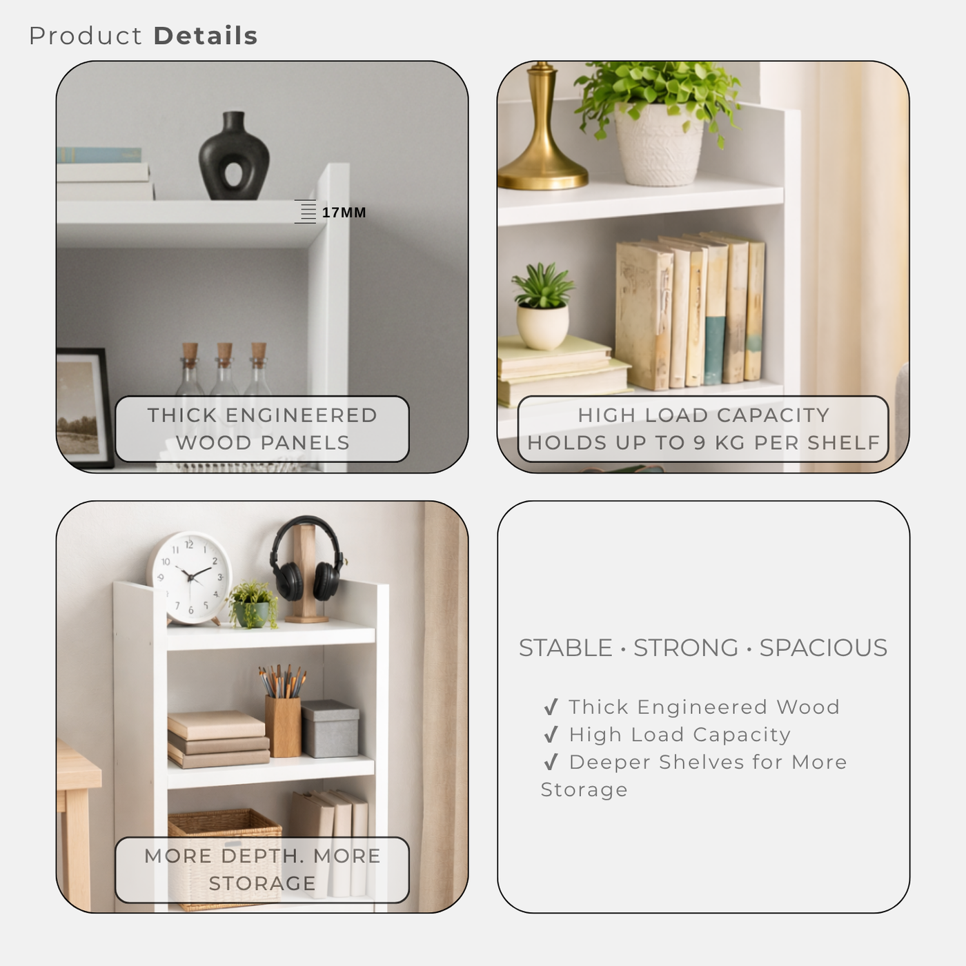 Book Rack · 3-tier — White finish
