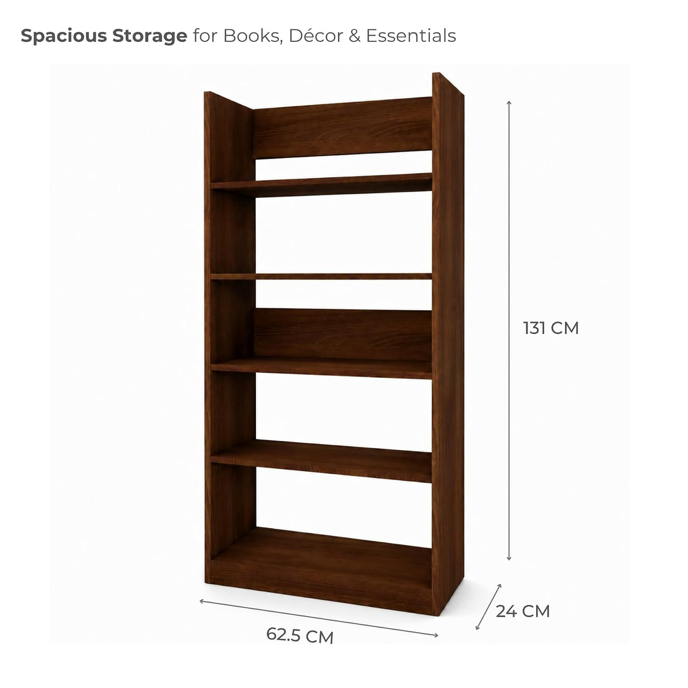 Premium Bookshelf · 5-tier — Walnut finish