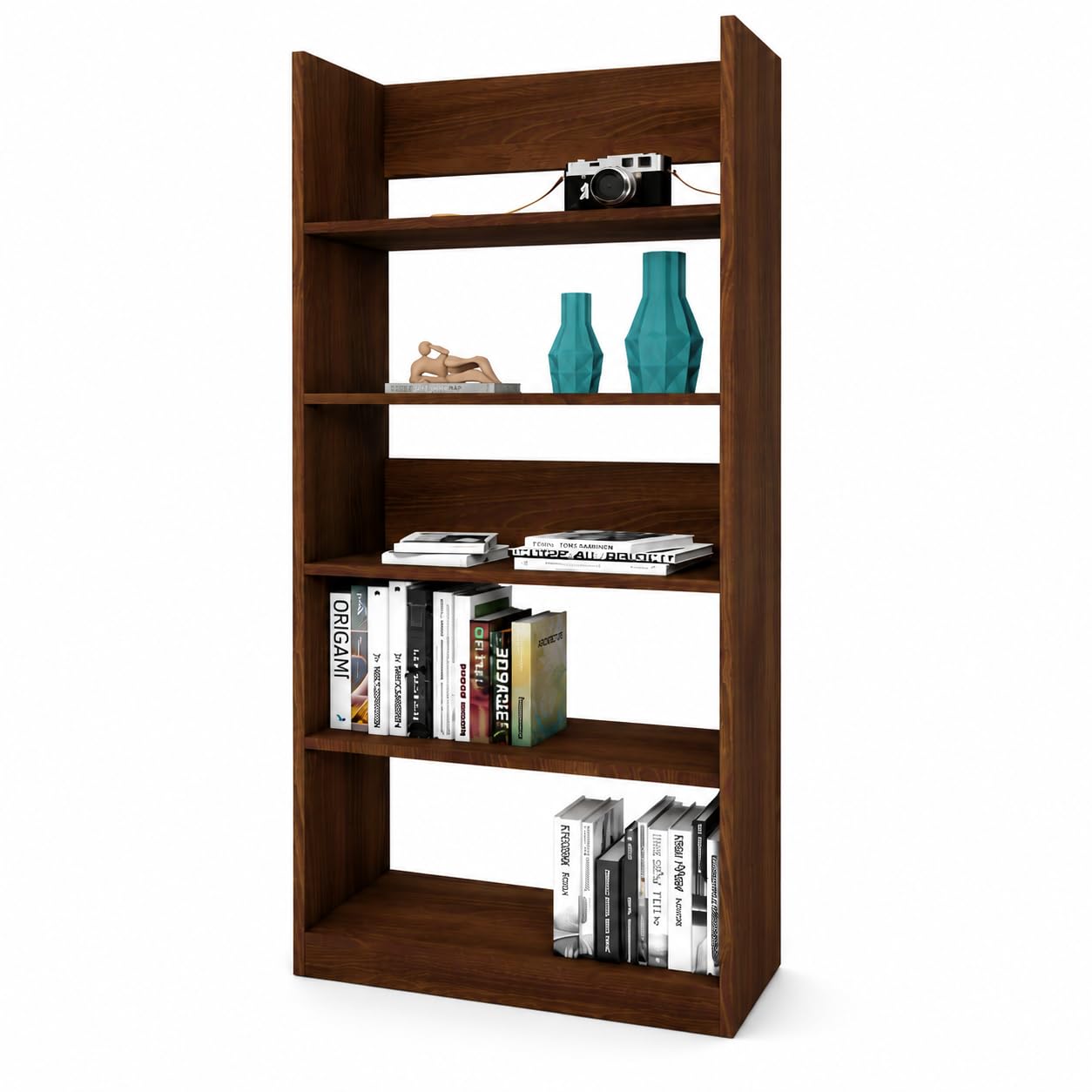 Premium Bookshelf · 5-tier — Walnut finish