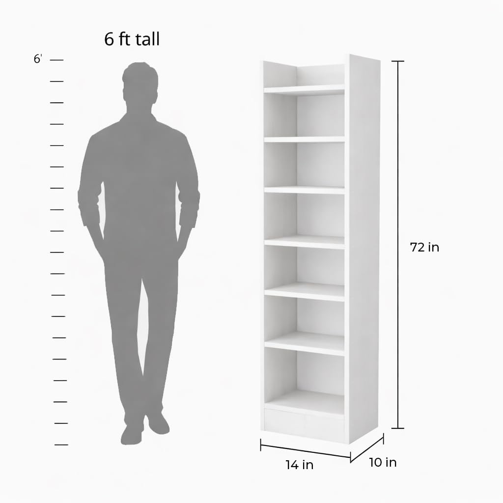 Home Library Bookshelf · 6-tier — White finish
