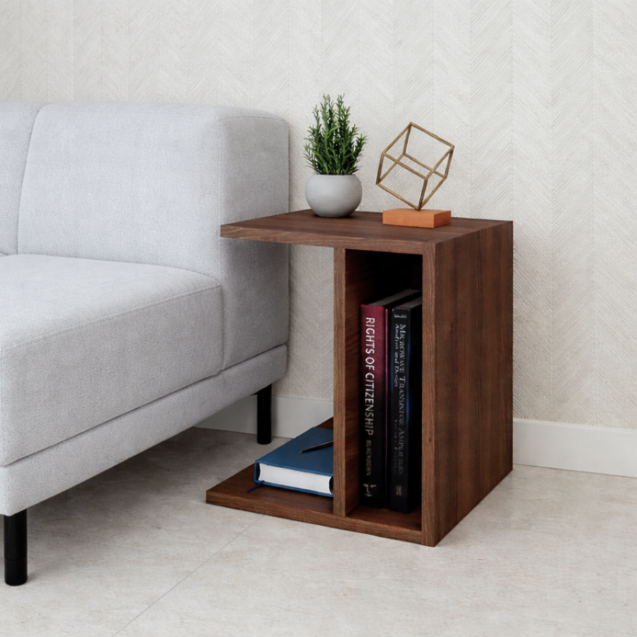 Bedside Table · 2-tier — Walnut finish