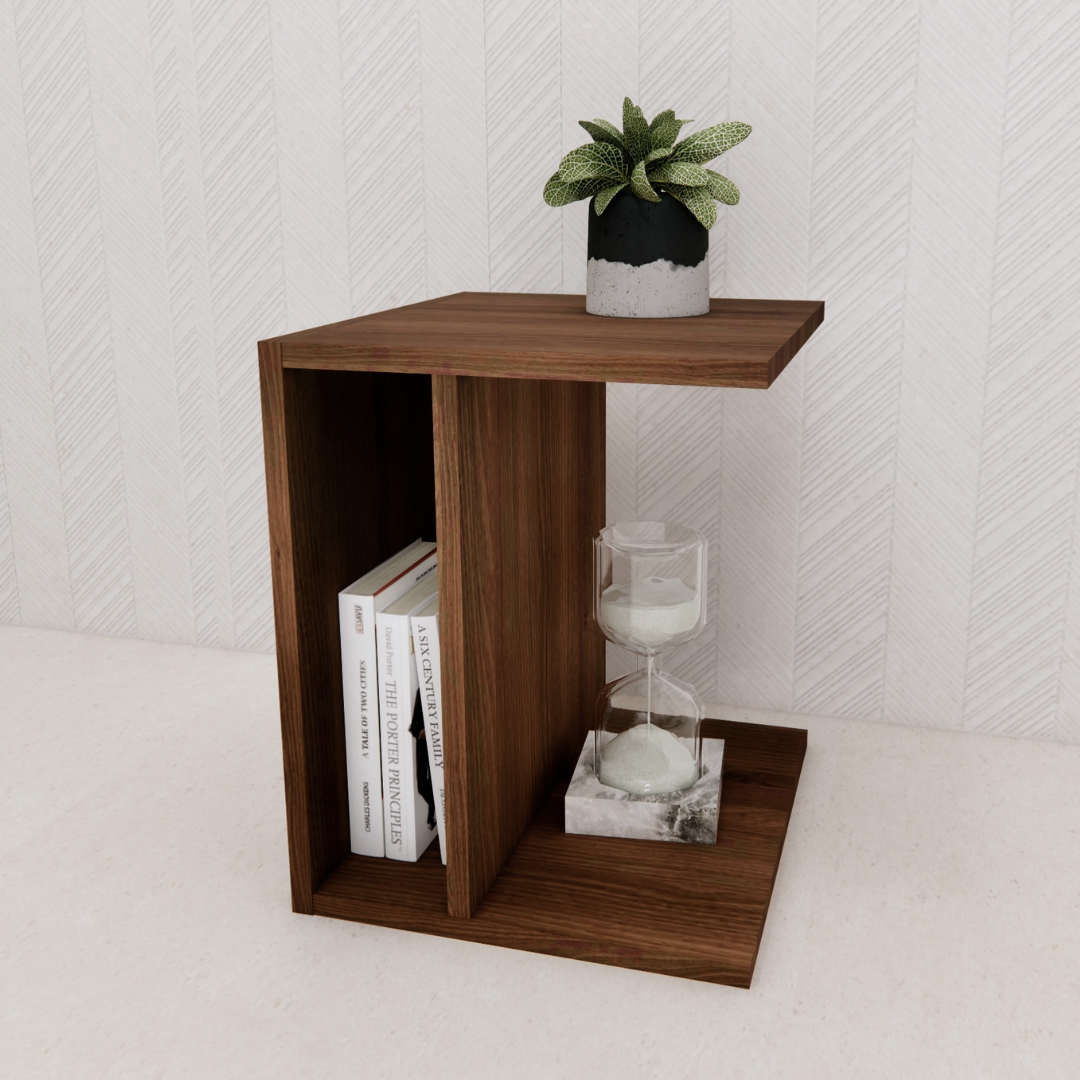 Bedside Table · 2-tier — Walnut finish