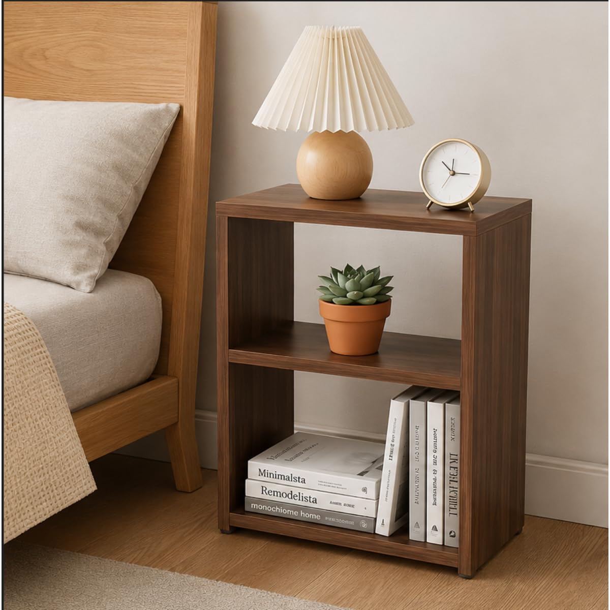 Bedside Table · 2-tier — Walnut finish