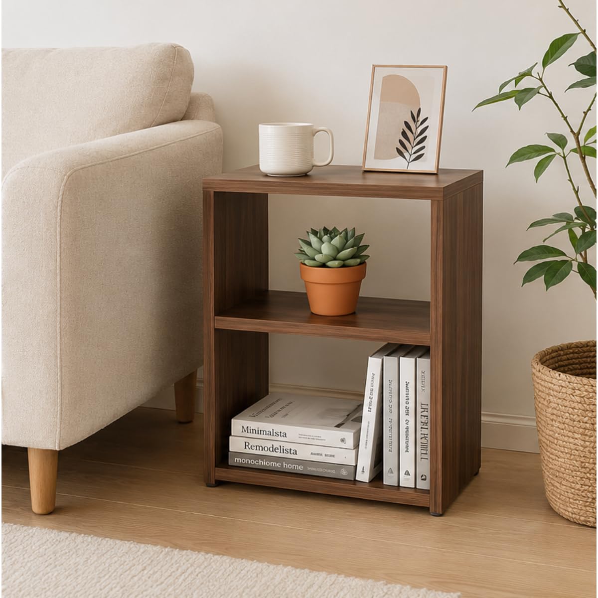 Bedside Table · 2-tier — Walnut finish