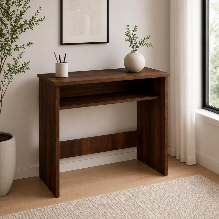 Compact Study Desk — Walnut finish