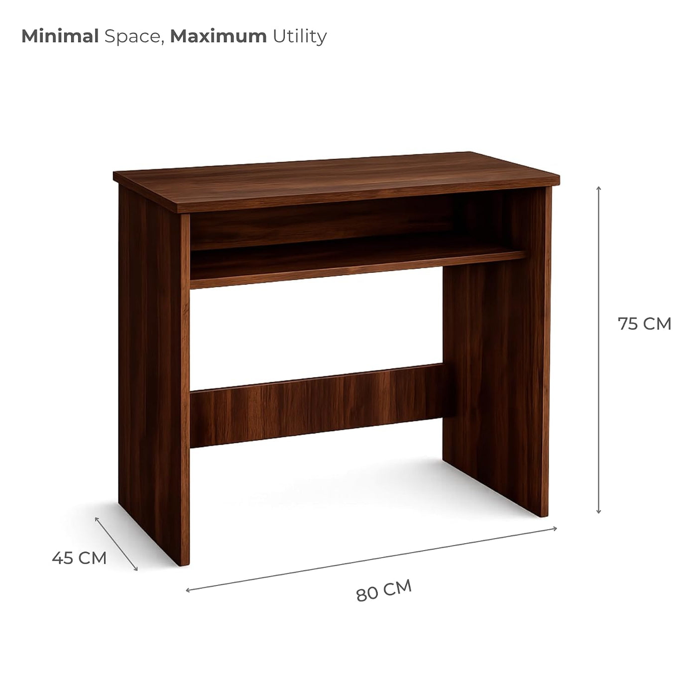 Compact Study Desk — Walnut finish