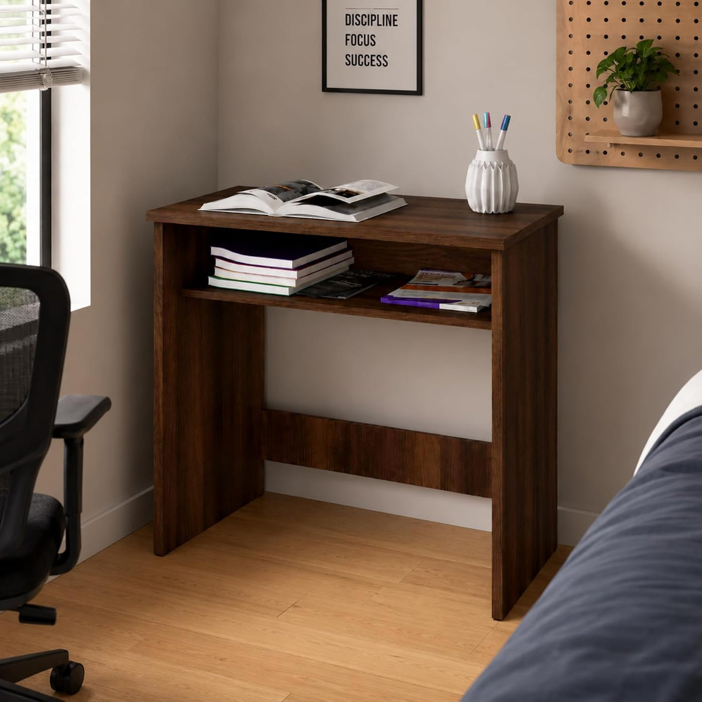 Compact Study Desk — Walnut finish