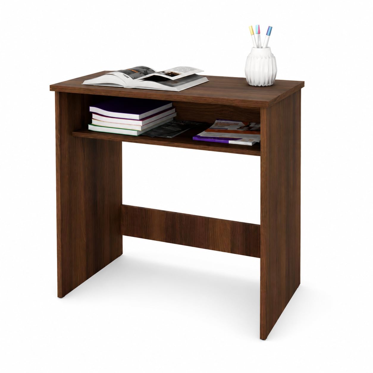 Compact Study Desk — Walnut finish