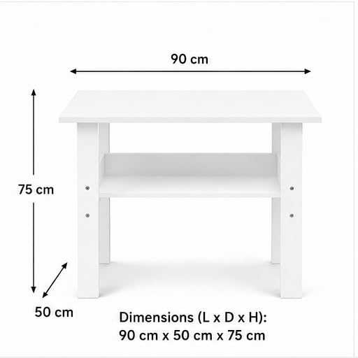 Computer Desk · open storage — White finish