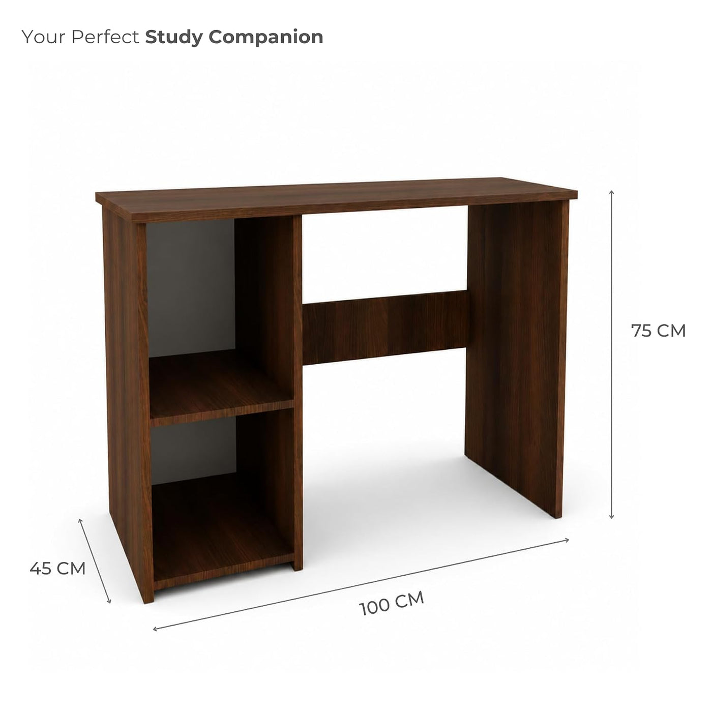 Study Desk · with storage — Walnut finish