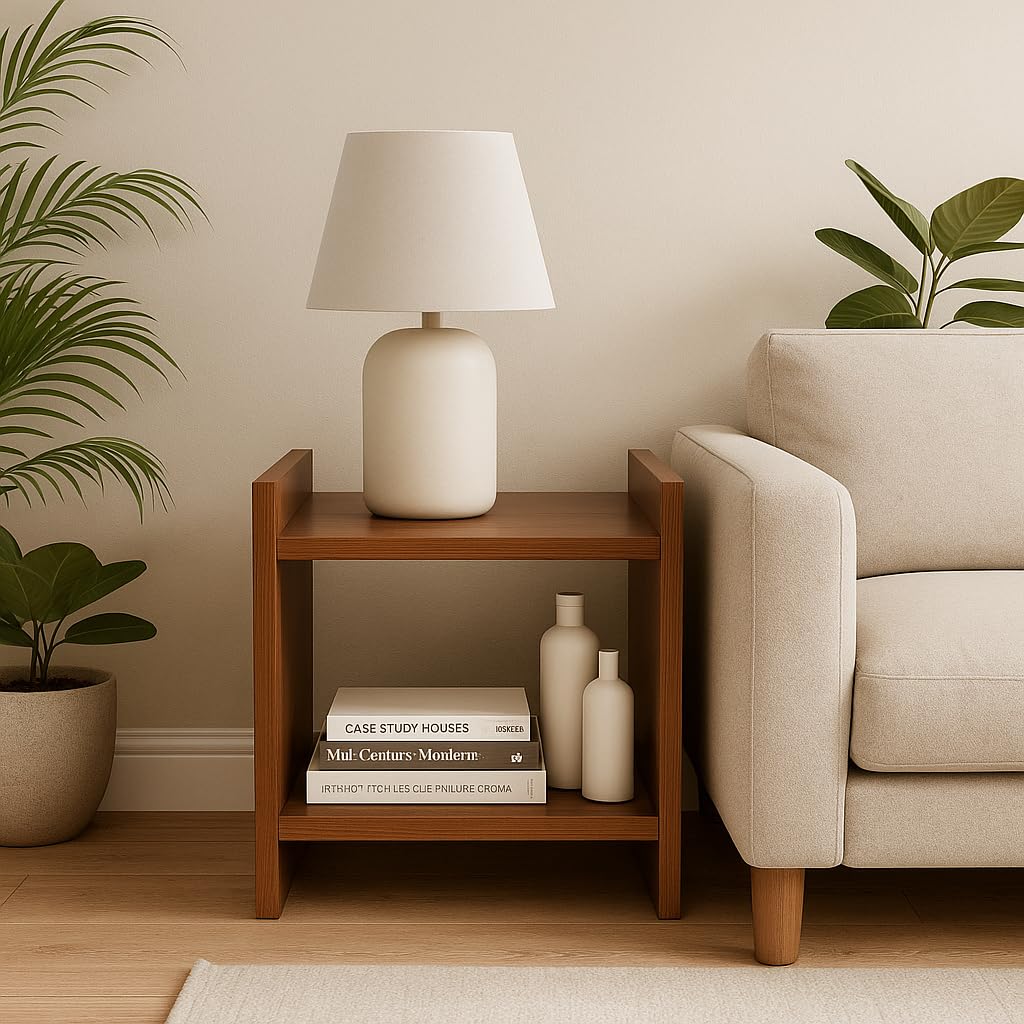 Side Table · two-shelf — Walnut finish