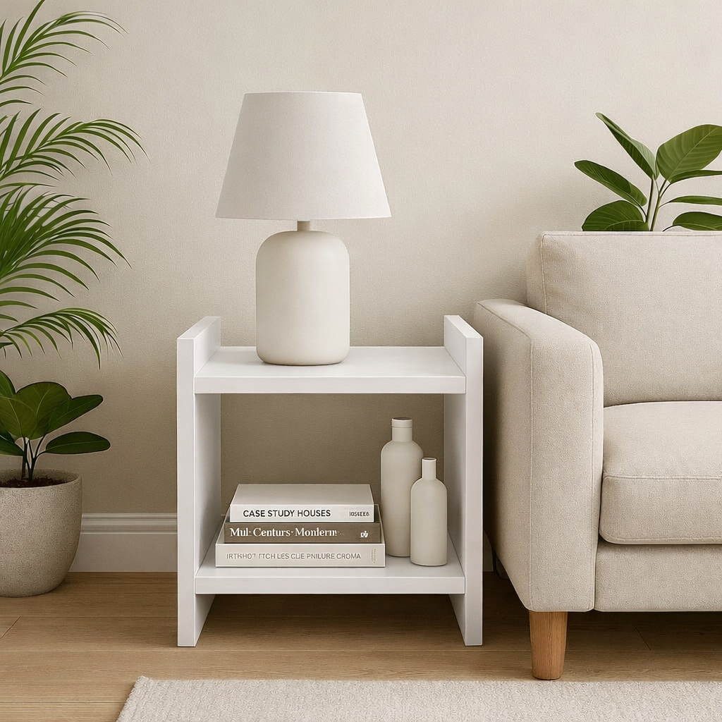 Side Table · two-shelf — White finish