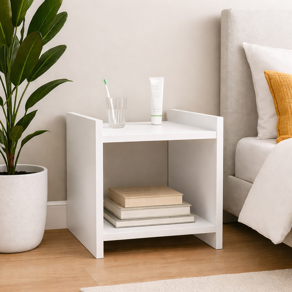 Side Table · two-shelf — White finish