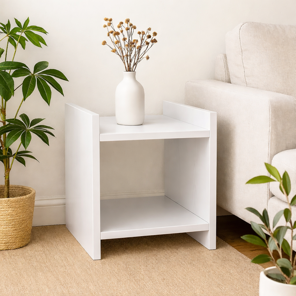 Side Table · two-shelf — White finish