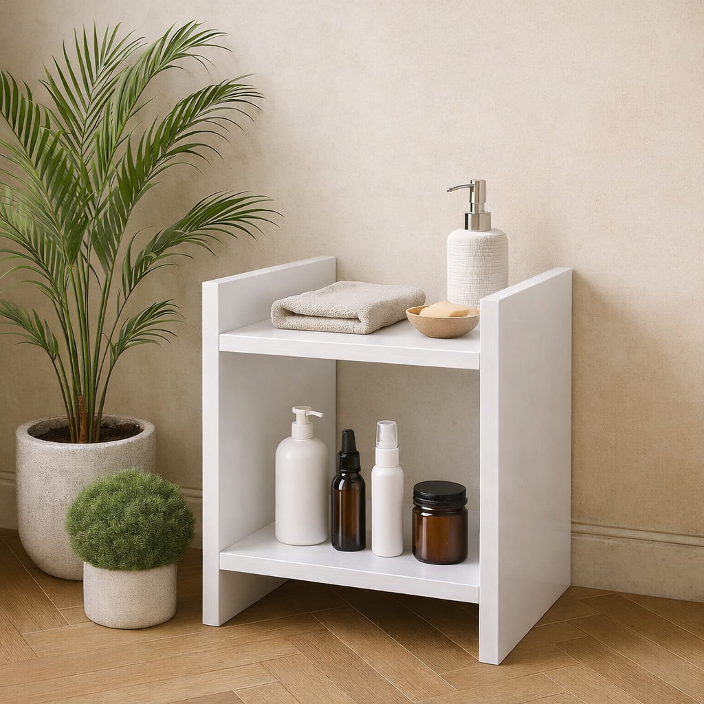 Side Table · two-shelf — White finish